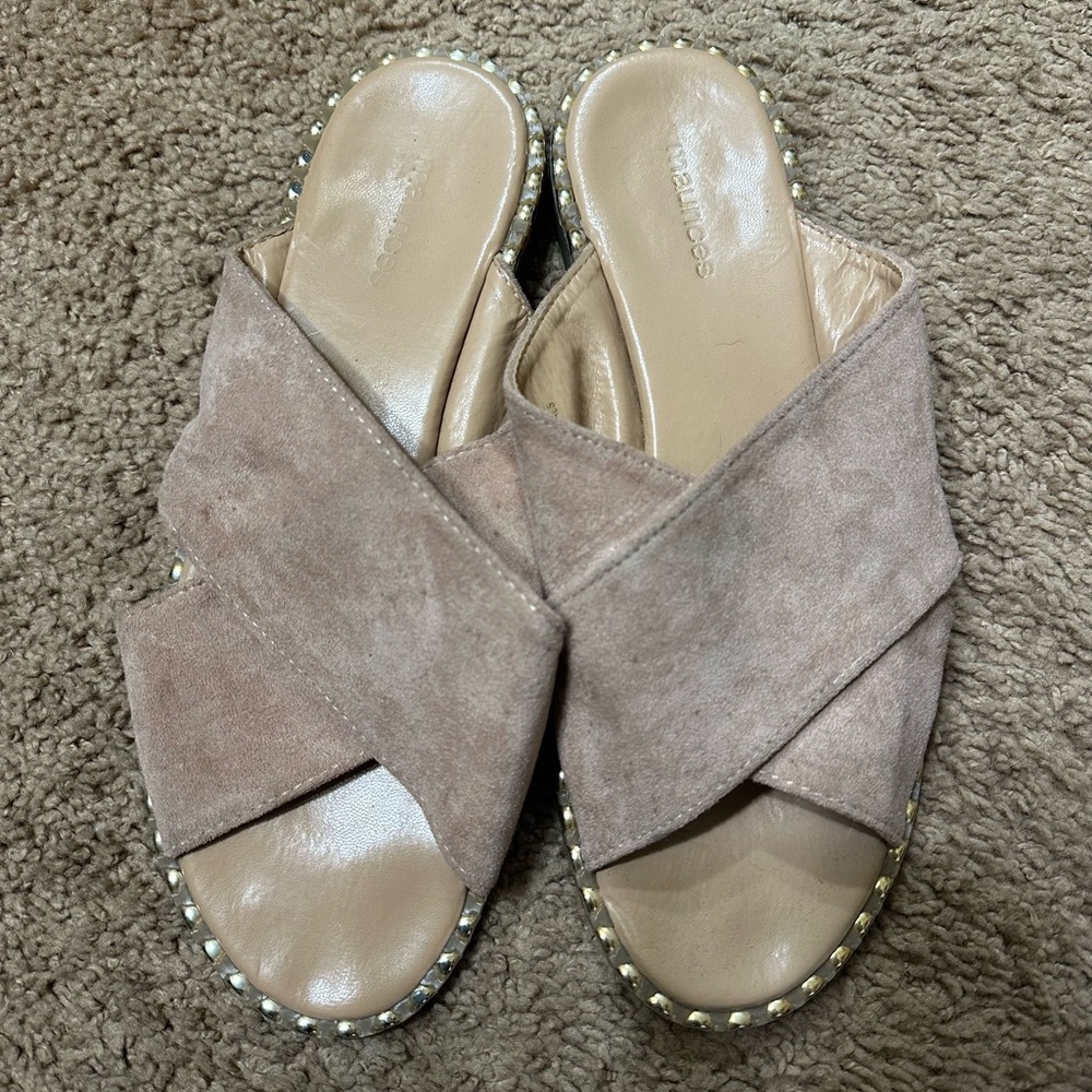 Maurices creamy pink Suede Sandals with Studded Trim